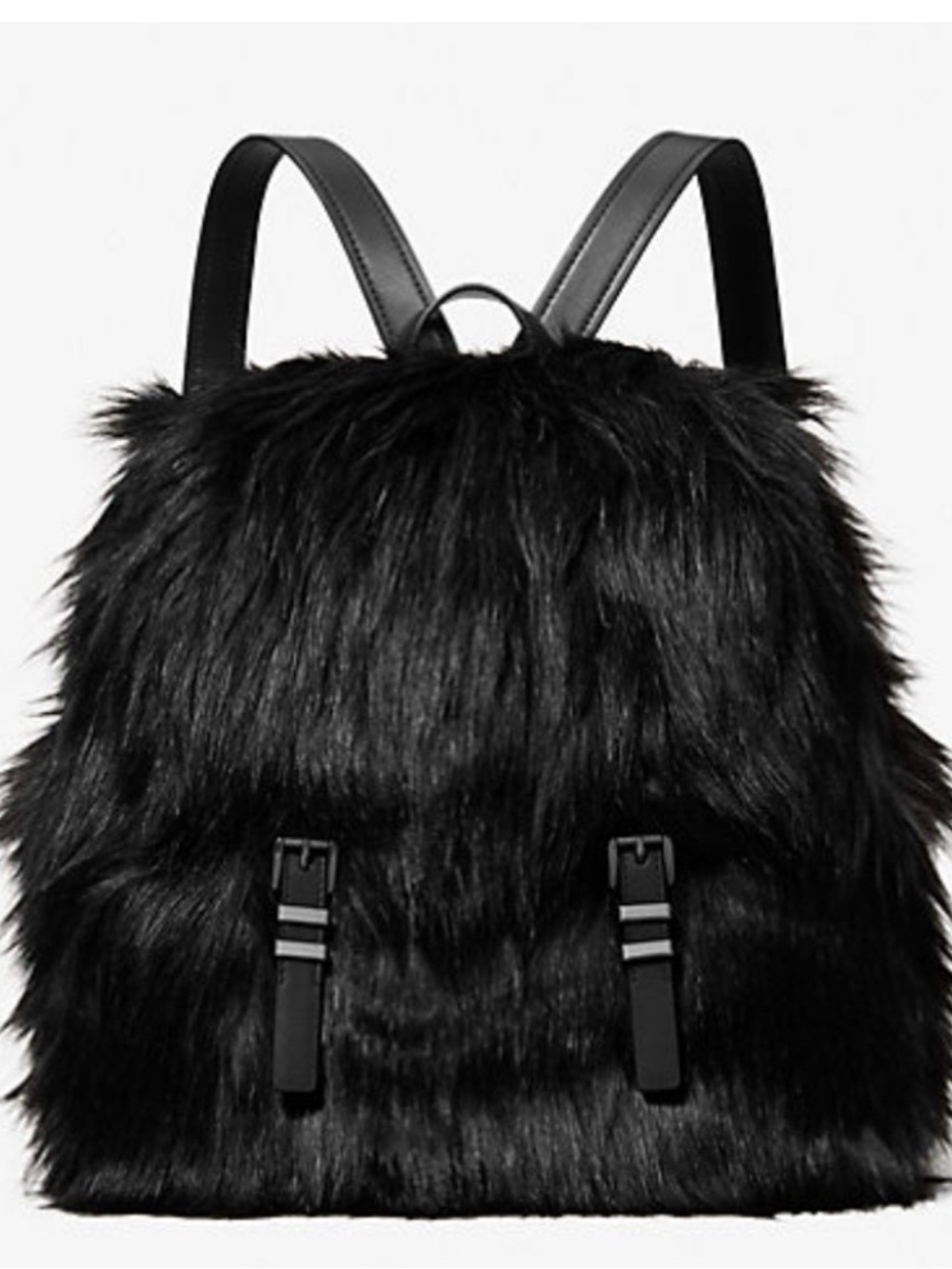 Michael Kora Black Faux Fur Backpack